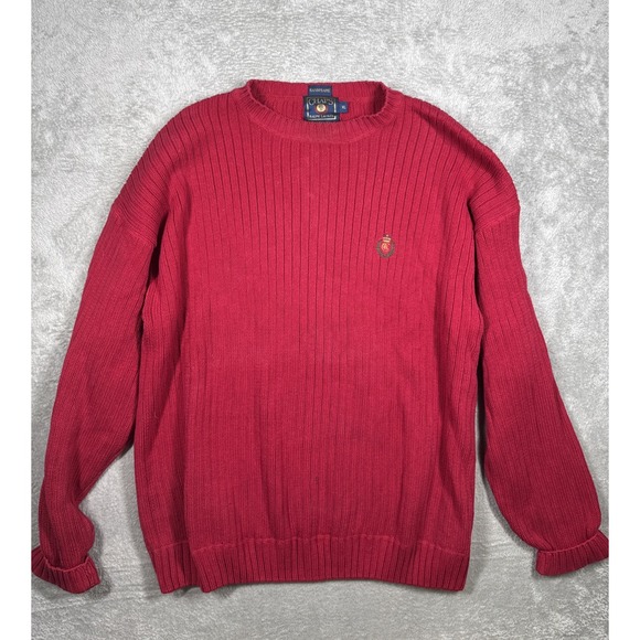 Ralph Lauren Chaps Other - Ralph Lauren Chaps‎ Vintage 100% Wool Cable-Knit Crewneck Sweater Red Size XL